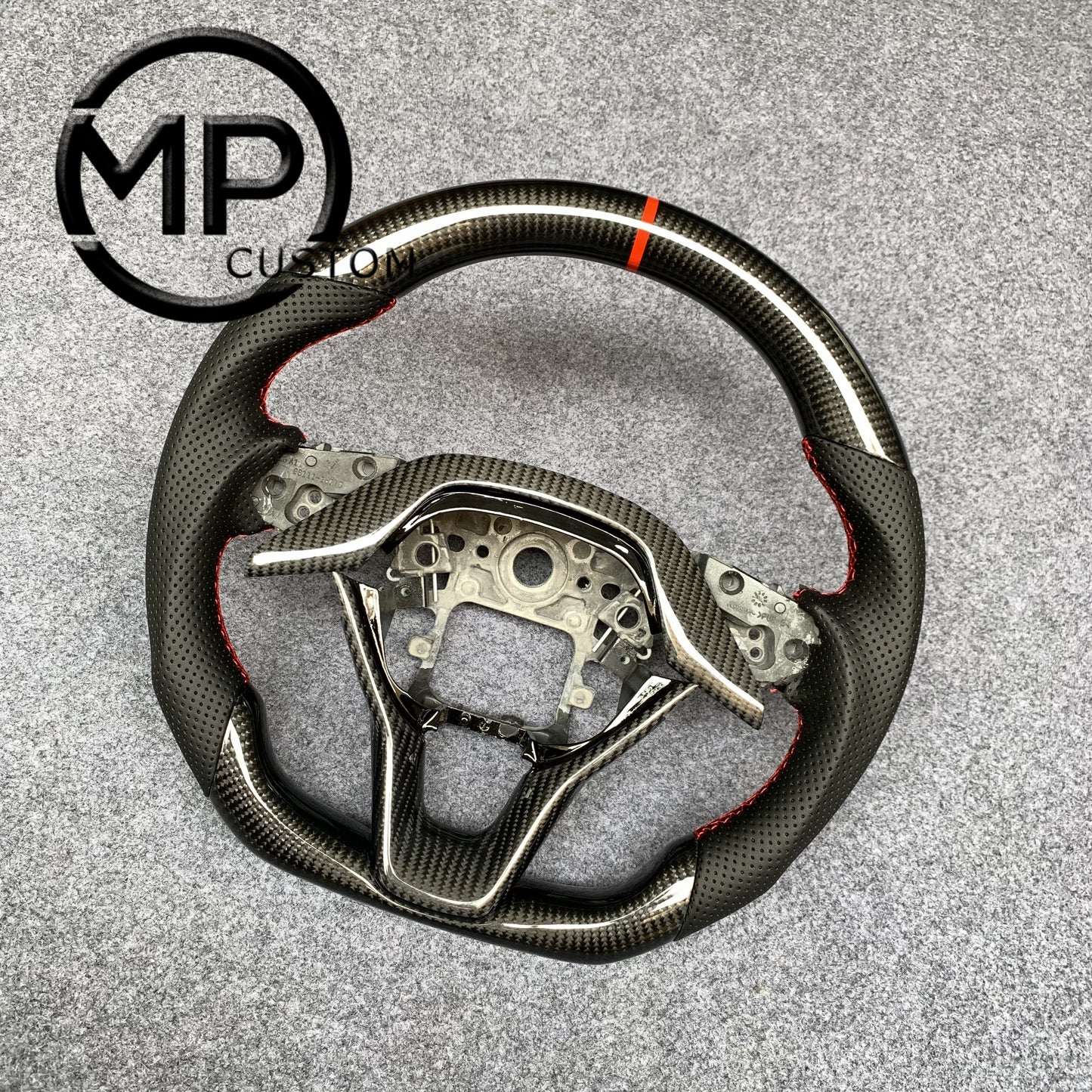 MPCUSTOM Fit For Honda 10th gen Accord/EXL EX LX 2018-2022/Insight 2019-2021 red carbon fiber steering wheel black perforated leather red center line