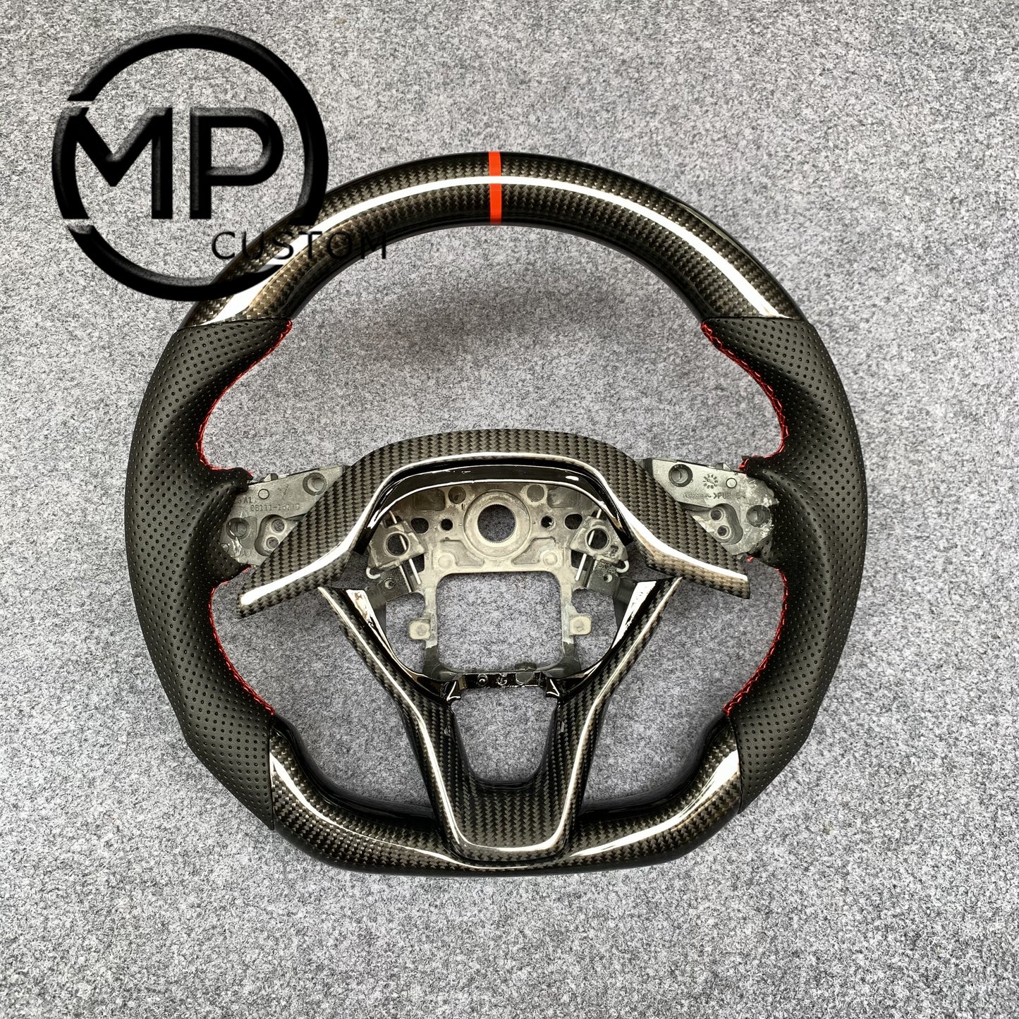 MPCUSTOM Fit For Honda 10th gen Accord/EXL EX LX 2018-2022/Insight 2019-2021 red carbon fiber steering wheel black perforated leather red center line