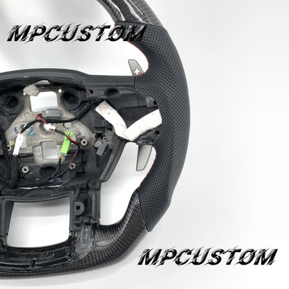 Mpcustom for Ford F150 carbon fiber steering wheel red stripe line and red stitching