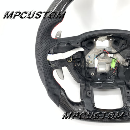 Mpcustom for Ford F150 carbon fiber steering wheel red stripe line and red stitching