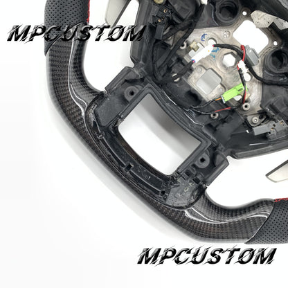 Mpcustom for Ford F150 carbon fiber steering wheel red stripe line and red stitching