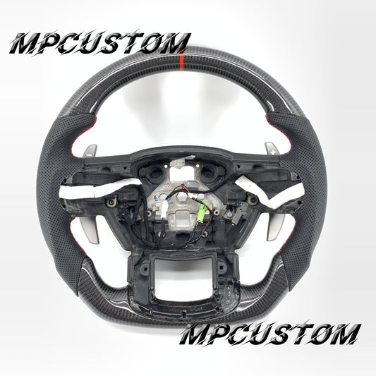 Mpcustom for Ford F150 carbon fiber steering wheel red stripe line and red stitching
