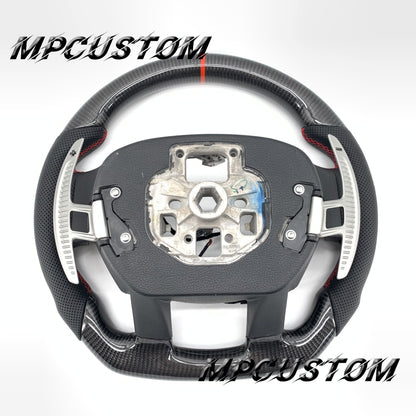 Mpcustom for Ford F150 carbon fiber steering wheel red stripe line and red stitching