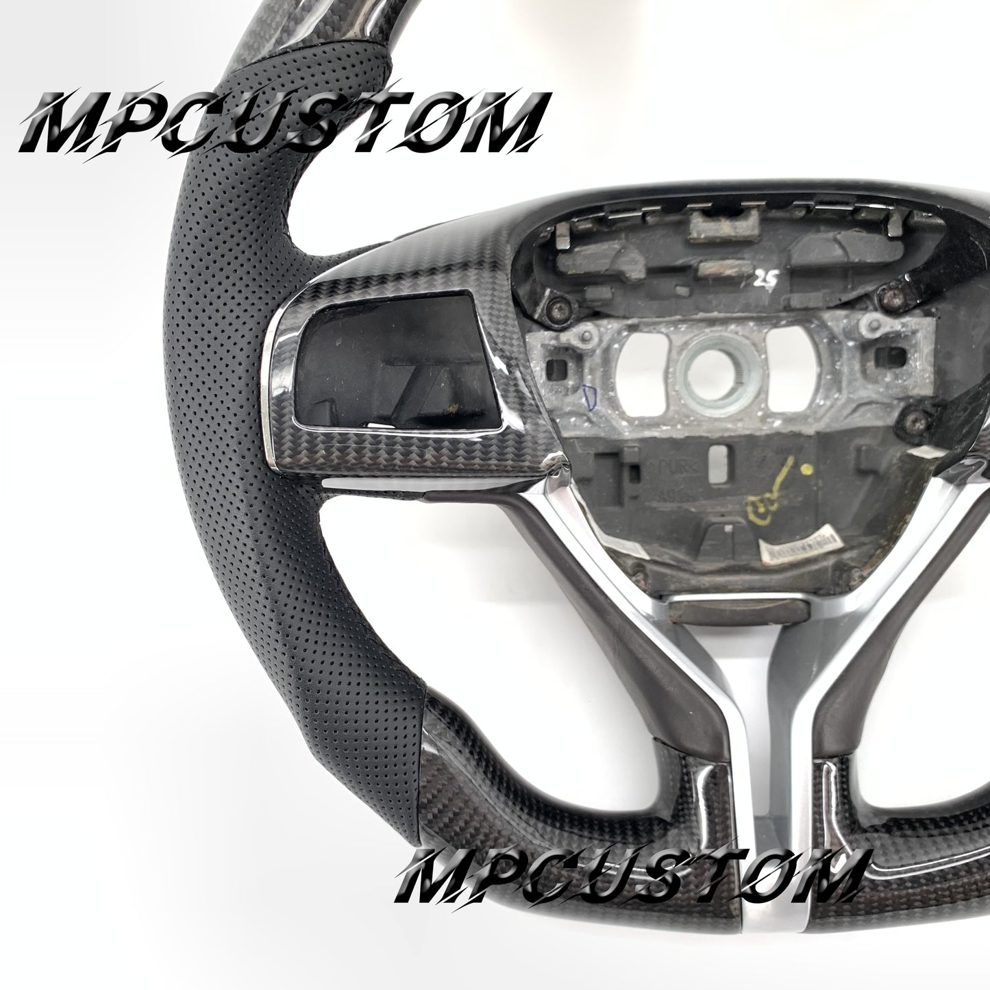 Mpcustom for Maserati Ghibli 2014-2019 carbon fiber steering wheel black stitching