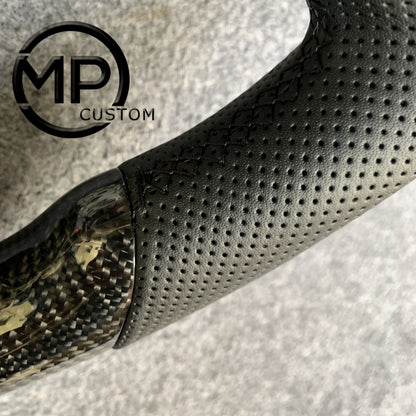 MPCUSTOM Fit For Ford mustang SHELBY GT350R 2018-2023 EcoBoost/GENUINE2018-2021 carbon fiber steering wheel black perforated leather