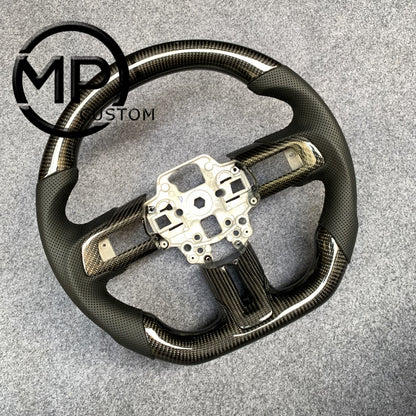 MPCUSTOM Fit For Ford mustang SHELBY GT350R 2018-2023 EcoBoost/GENUINE2018-2021 carbon fiber steering wheel black perforated leather