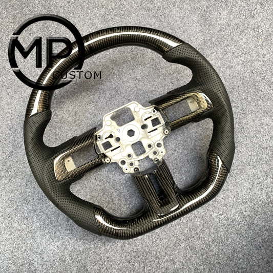 MPCUSTOM Fit For Ford mustang SHELBY GT350R 2018-2023 EcoBoost/GENUINE2018-2021 carbon fiber steering wheel black perforated leather