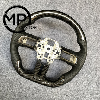 MPCUSTOM Fit For Ford mustang SHELBY GT350R 2018-2023 EcoBoost/GENUINE2018-2021 carbon fiber steering wheel black perforated leather
