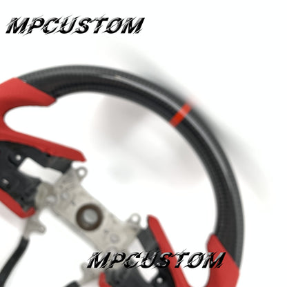 Mpcustom for Honda 10th Gen Civic 2016+ carbon fiber steering wheel red stripe line and flat bottom