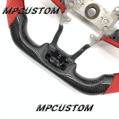 Mpcustom for Honda 10th Gen Civic 2016+ carbon fiber steering wheel red stripe line and flat bottom