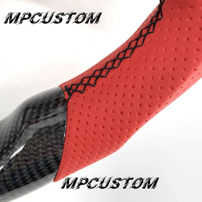 Mpcustom for Honda 10th Gen Civic 2016+ carbon fiber steering wheel red stripe line and flat bottom