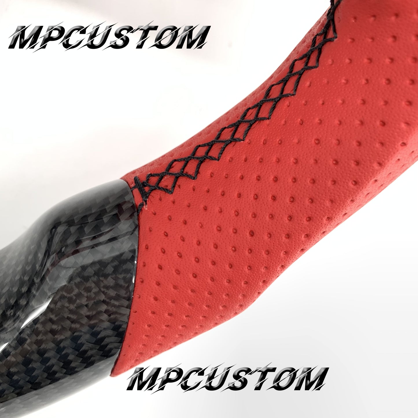 Mpcustom for Honda 10th Gen Civic 2016+ carbon fiber steering wheel red stripe line and round top