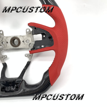 Mpcustom for Honda 10th Gen Civic 2016+ carbon fiber steering wheel red stripe line and flat bottom