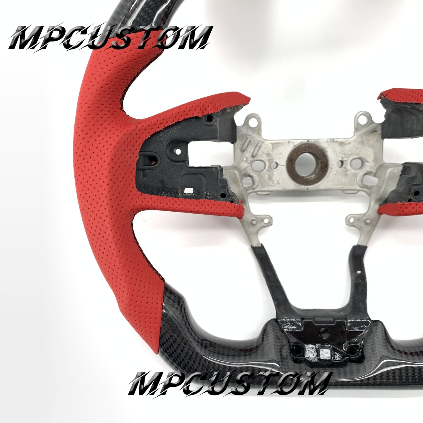 Mpcustom for Honda 10th Gen Civic 2016+ carbon fiber steering wheel red stripe line and flat bottom