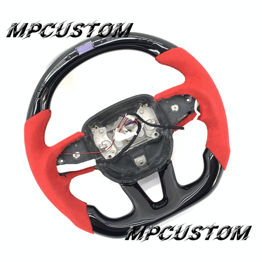 Mpcustom for Dodge SRT Challenger 2015-2021  carbon fiber steering wheel black stitching and led