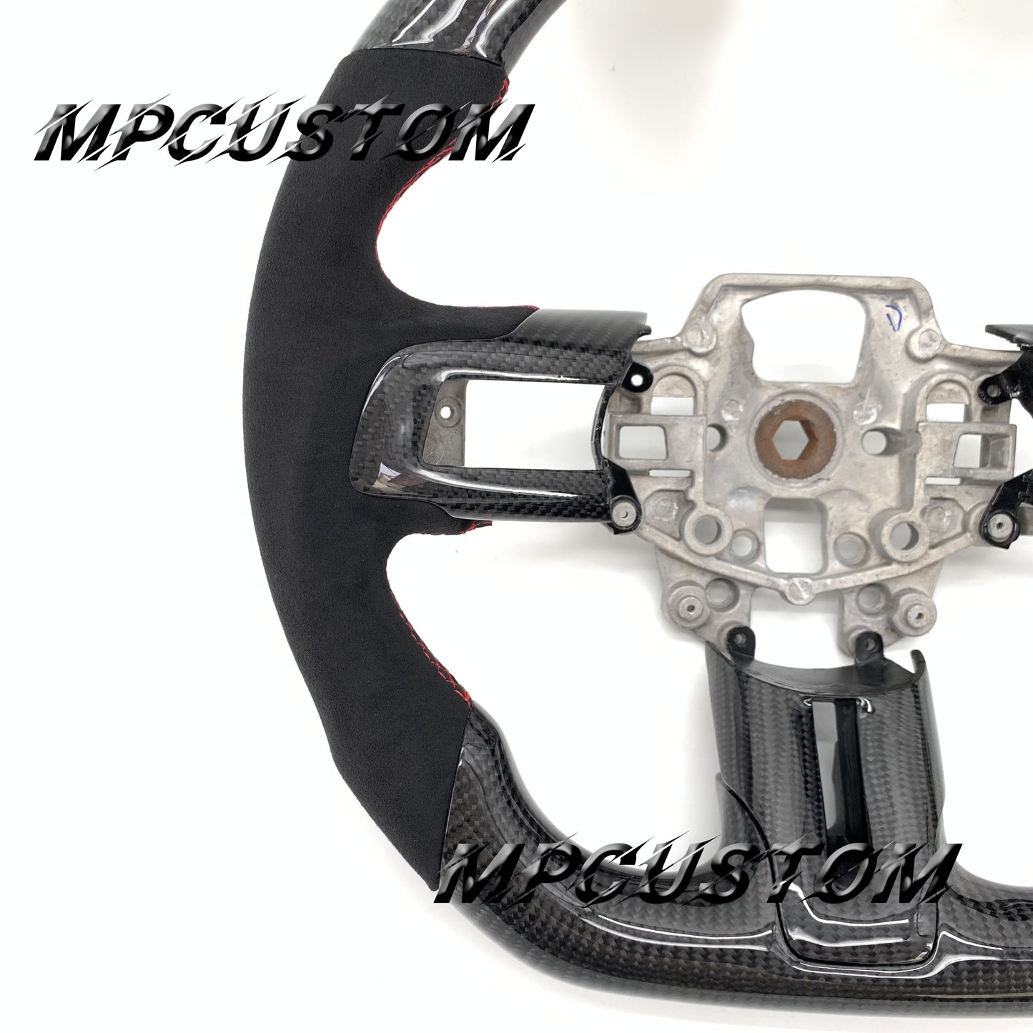 Mpcustom for Ford Mustang 2015-2017 carbon fiber steering wheel red stripe line and gloss
