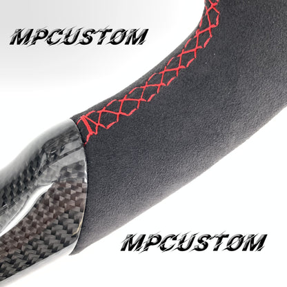 Mpcustom for Ford Mustang 2015-2017 carbon fiber steering wheel red stripe line and gloss