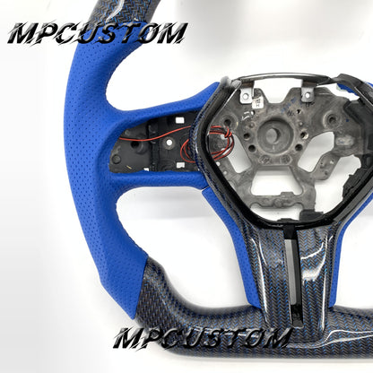 Mpcustom for Infiniti Q60 2016-2018 carbon fiber steering wheel gloss and blue stitching