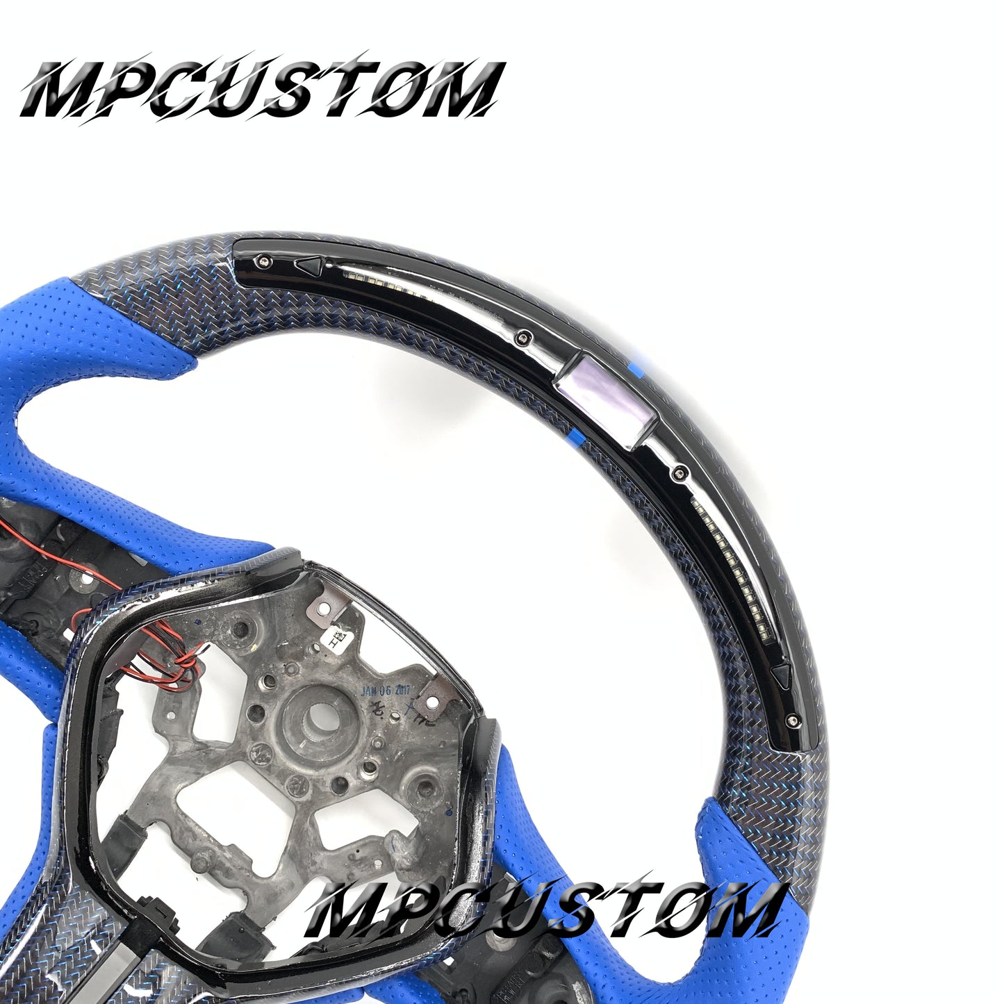 Mpcustom for Infiniti Q60 2016-2018 carbon fiber steering wheel gloss and blue stitching