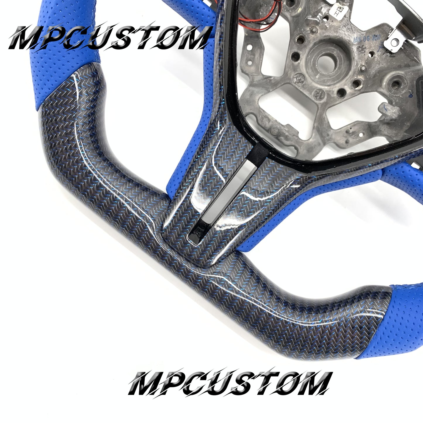 Mpcustom for Infiniti Q60 2016-2018 carbon fiber steering wheel gloss and blue stitching
