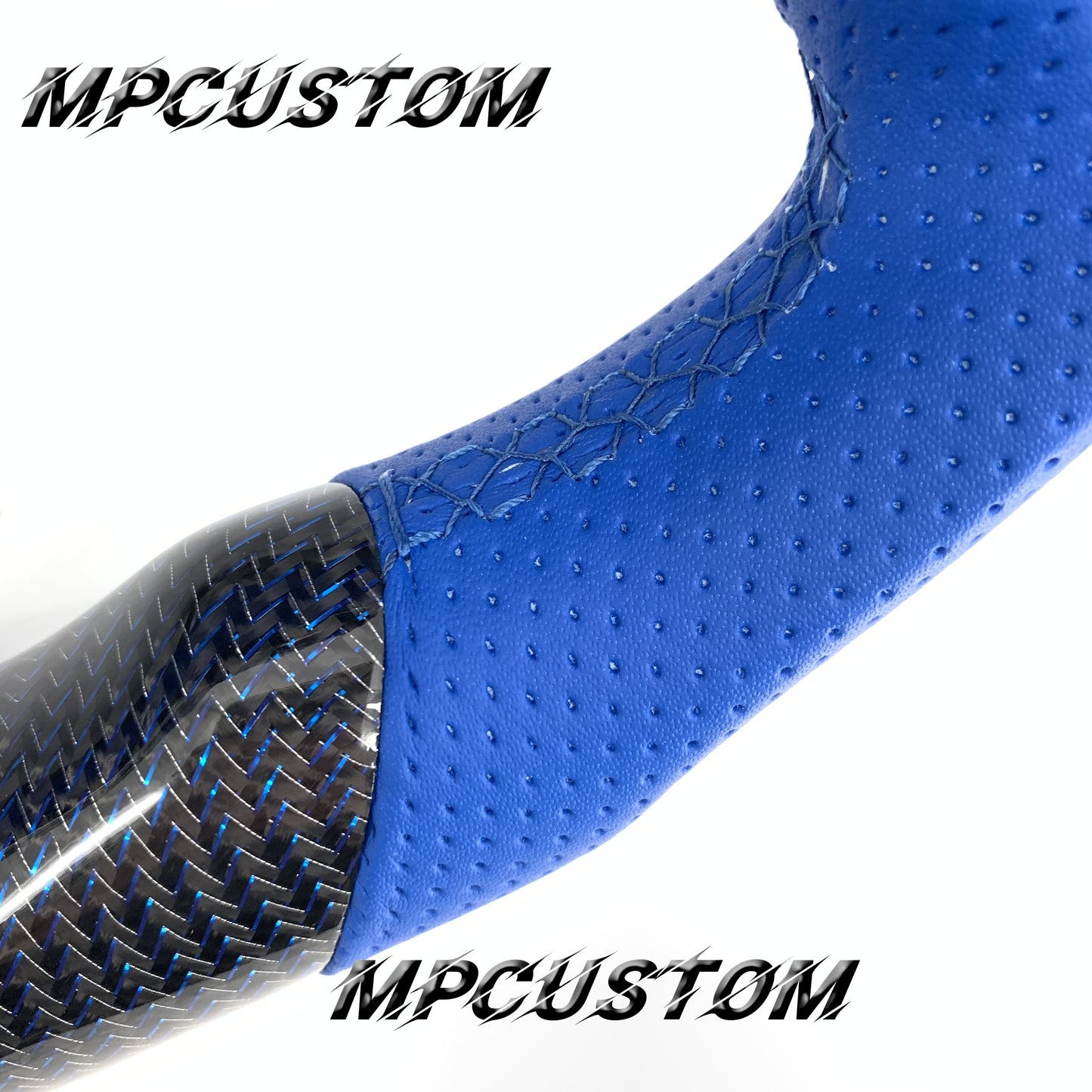 Mpcustom for Infiniti Q60 2016-2018 carbon fiber steering wheel gloss and blue stitching