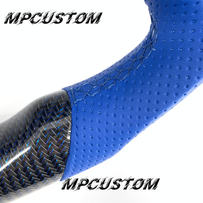 Mpcustom for Infiniti Q60 2016-2018 carbon fiber steering wheel gloss and blue stitching