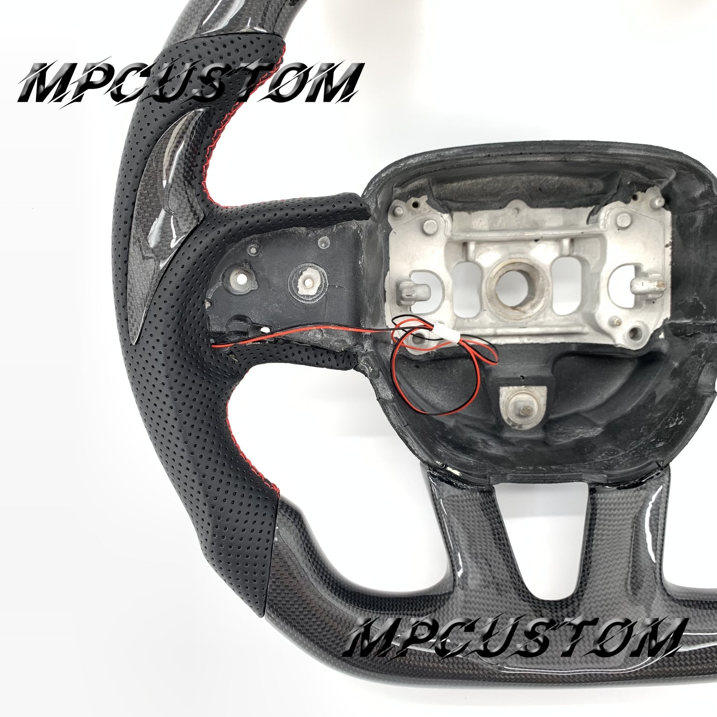 Mpcustom for Dodge SRT Challenger 2015-2021  carbon fiber steering wheel red stitching