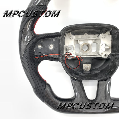 Mpcustom for Dodge SRT Challenger 2015-2021  carbon fiber steering wheel red stitching