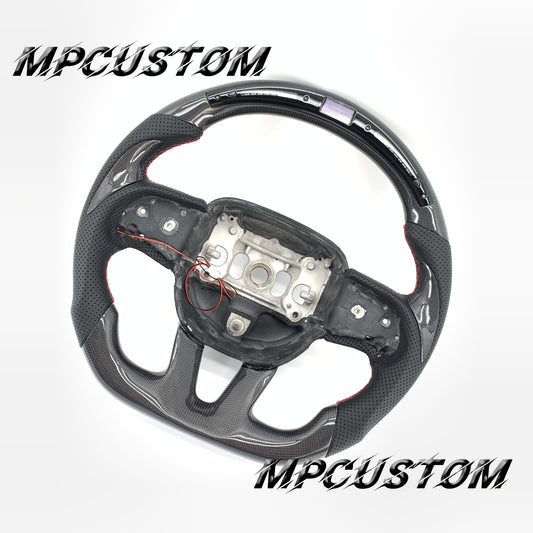 Mpcustom for Dodge SRT Challenger 2015-2021  carbon fiber steering wheel round top and led
