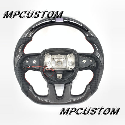 Mpcustom for Dodge SRT Challenger 2015-2021  carbon fiber steering wheel falt bottom and led