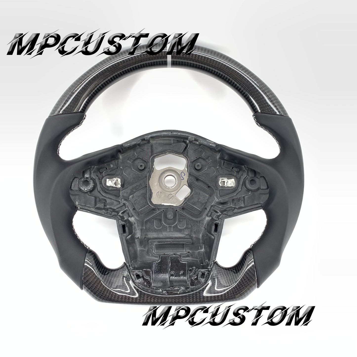 Mpcustom for Toyota Supra 2020 carbon fiber steering wheel white stitching and smooth