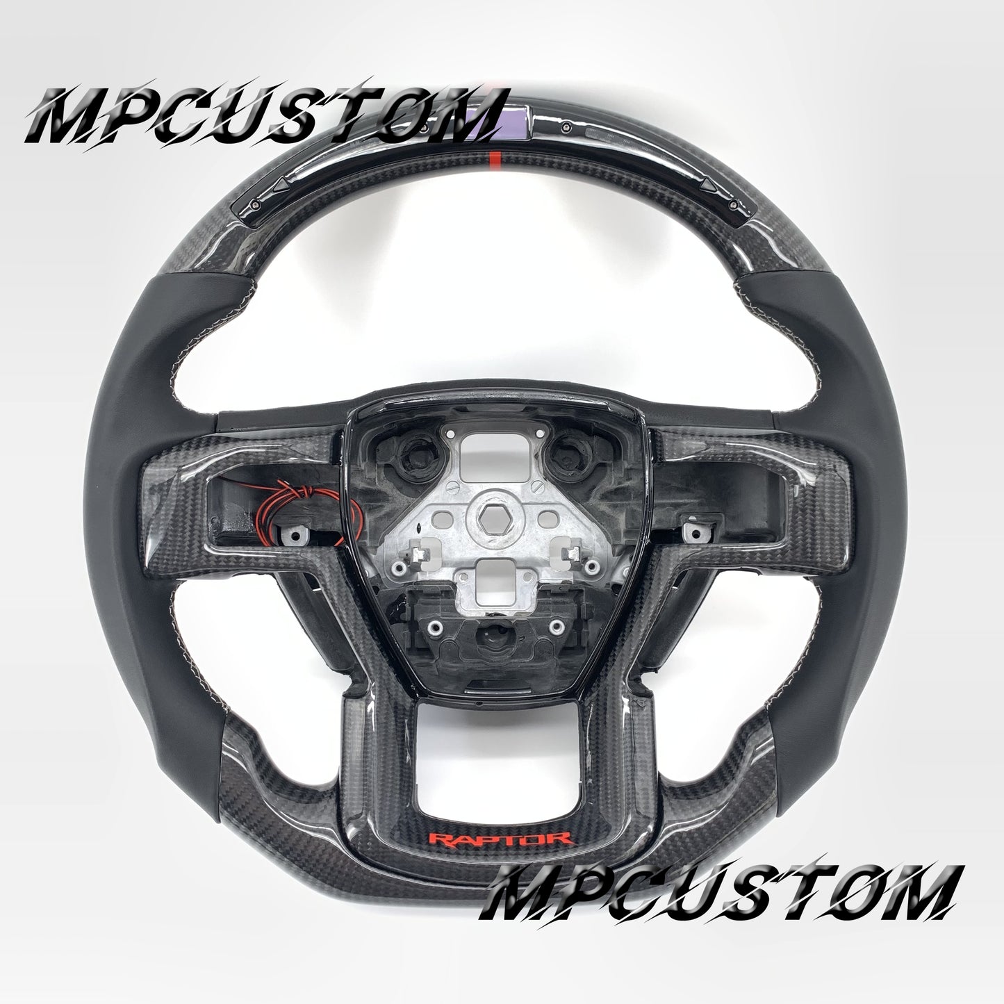 Mpcustom for Ford F150 carbon fiber steering wheel round top and led