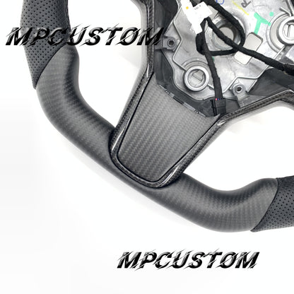 Mpcustom for Tesla model 3 Y carbon fiber steering wheel matte and flat bottom