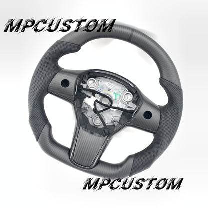Mpcustom for Tesla model 3 Y carbon fiber steering wheel matte and round top