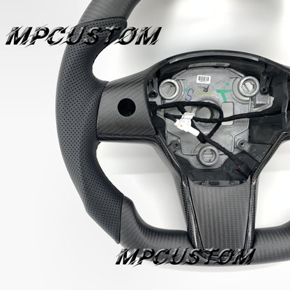Mpcustom for Tesla model 3 Y carbon fiber steering wheel matte and flat bottom