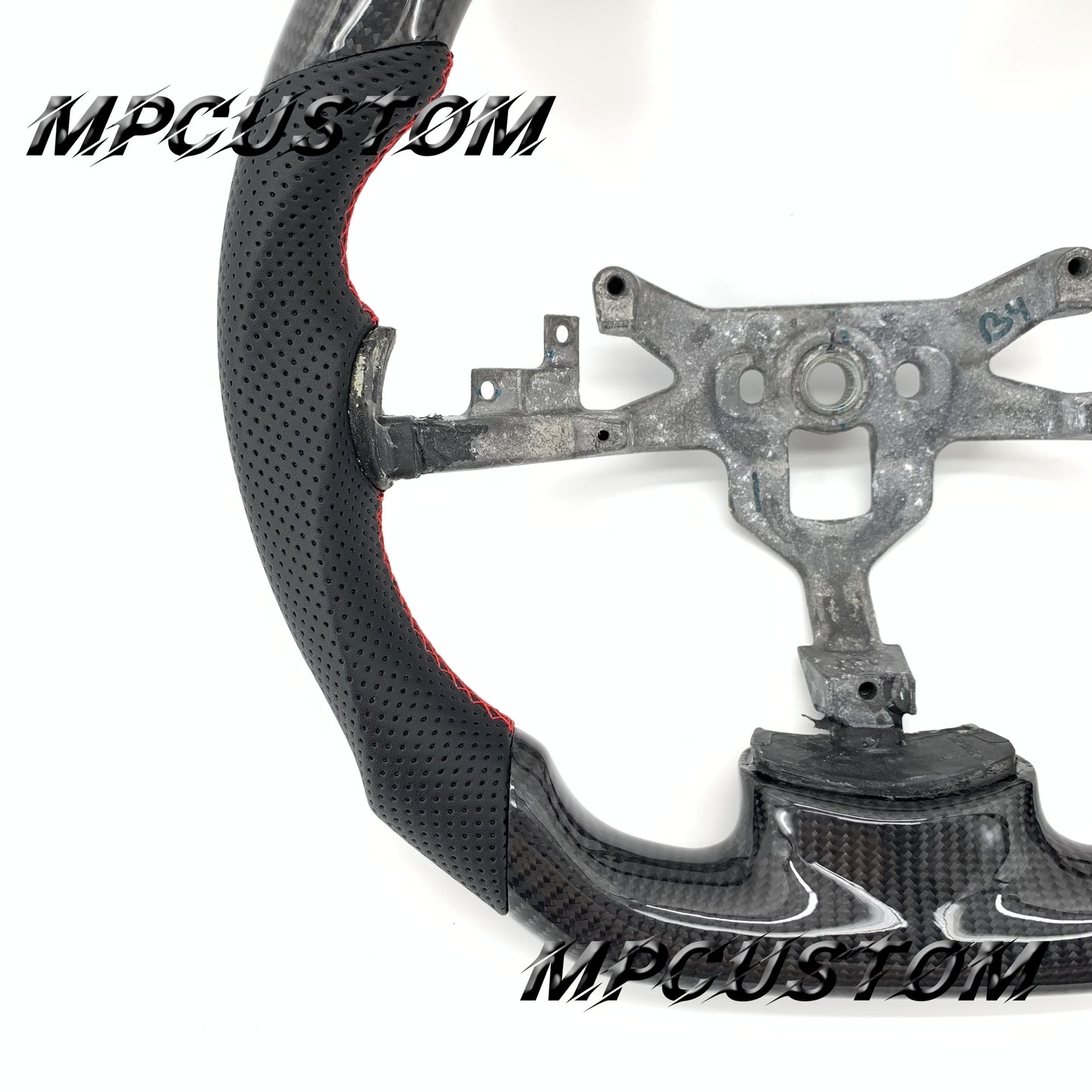 Mpcustom for Chevrolet Corvette C6 ZR1 Z06 carbon fiber steering wheel red stripe line and flat bottom