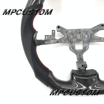 Mpcustom for Chevrolet Corvette C6 ZR1 Z06 carbon fiber steering wheel red stripe line and flat bottom