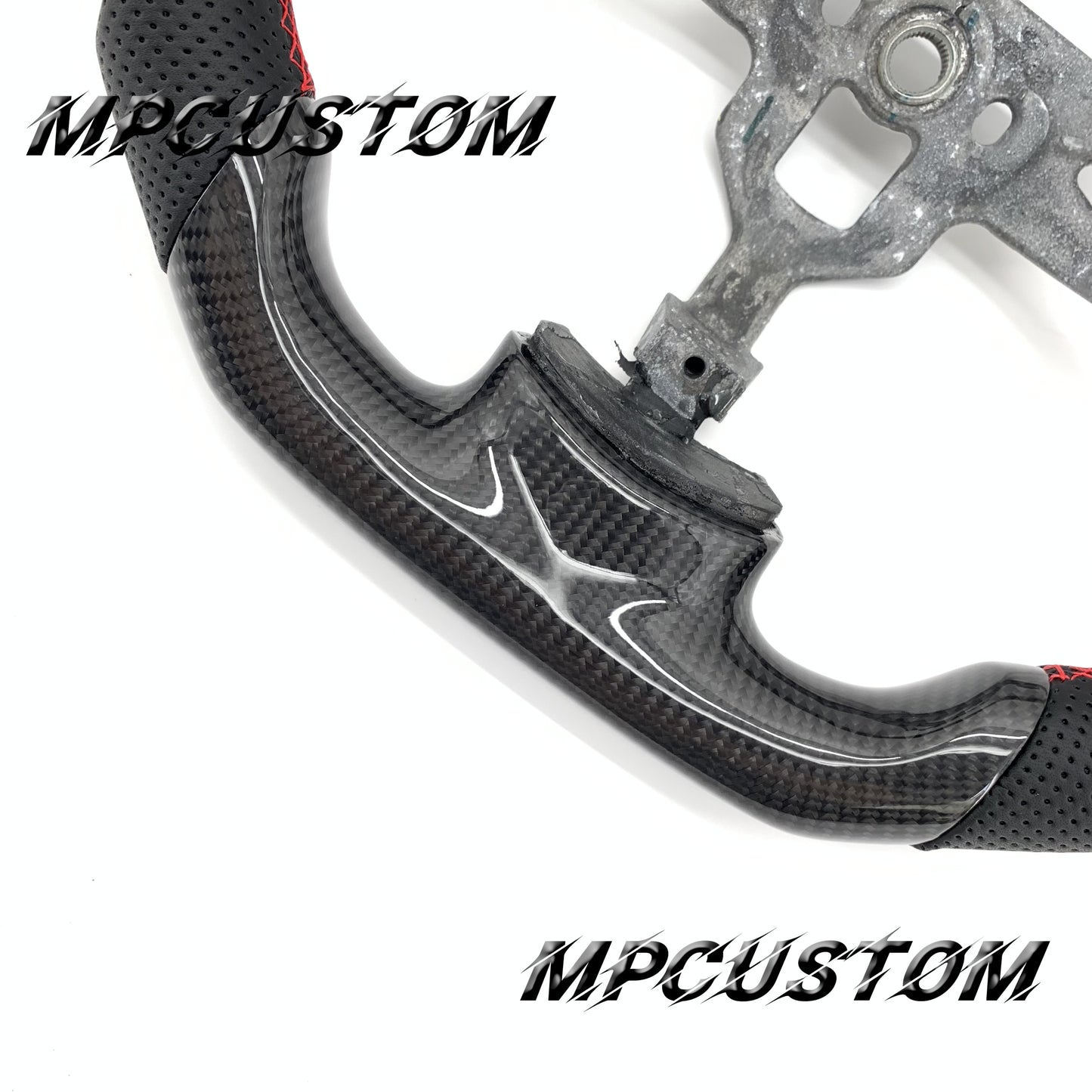 Mpcustom for Chevrolet Corvette C6 ZR1 Z06 carbon fiber steering wheel red stripe line and flat bottom