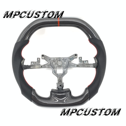 Mpcustom for Chevrolet Corvette C6 ZR1 Z06 carbon fiber steering wheel red stripe line and flat bottom