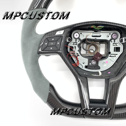 Mpcustom for Mercedes Benz c63 AMG carbon fiber steering wheel gloss and flat bottom