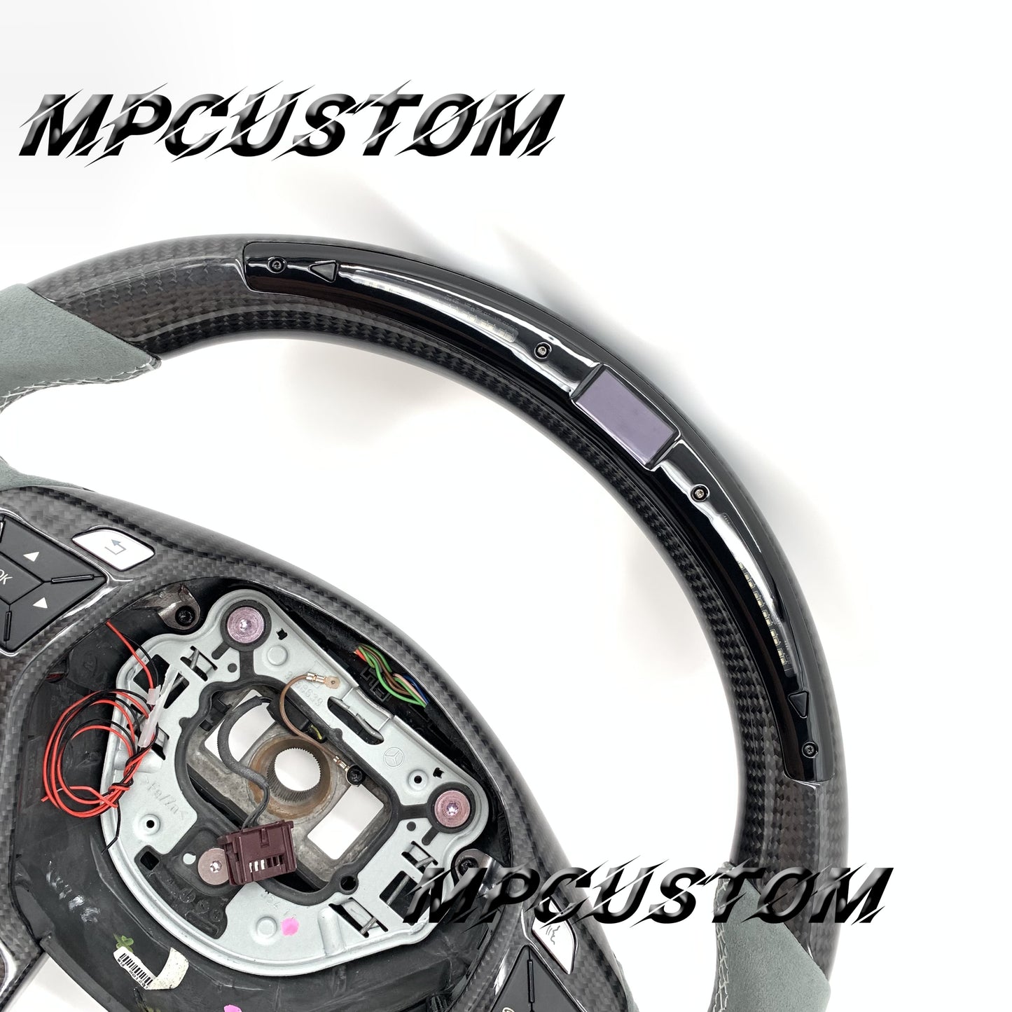 Mpcustom for Mercedes Benz c63 AMG carbon fiber steering wheel gloss and flat bottom