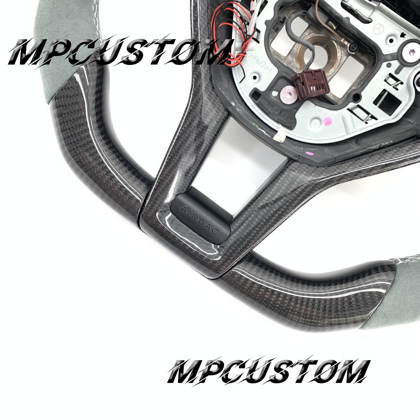 Mpcustom for Mercedes Benz c63 AMG carbon fiber steering wheel gloss and flat bottom