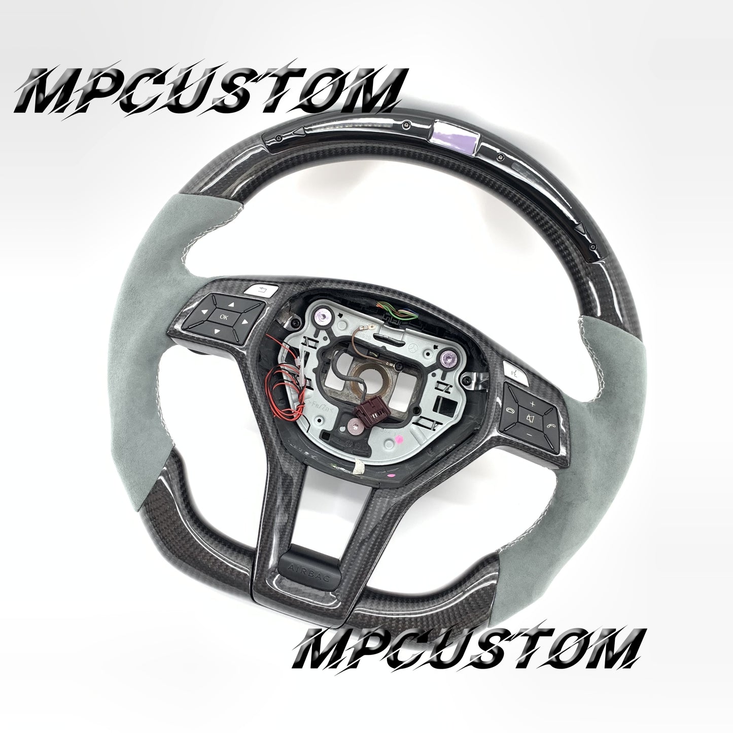 Mpcustom for Mercedes Benz c63 AMG carbon fiber steering wheel led and gloss