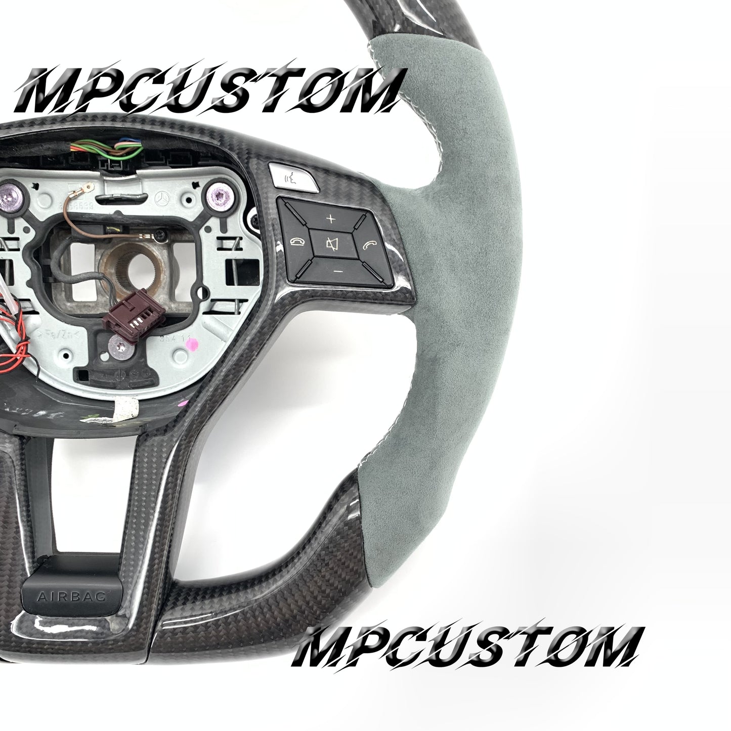 Mpcustom for Mercedes Benz c63 AMG carbon fiber steering wheel gloss and flat bottom