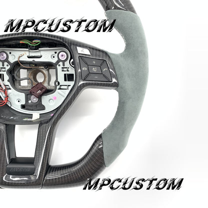 Mpcustom for Mercedes Benz c63 AMG carbon fiber steering wheel gloss and flat bottom
