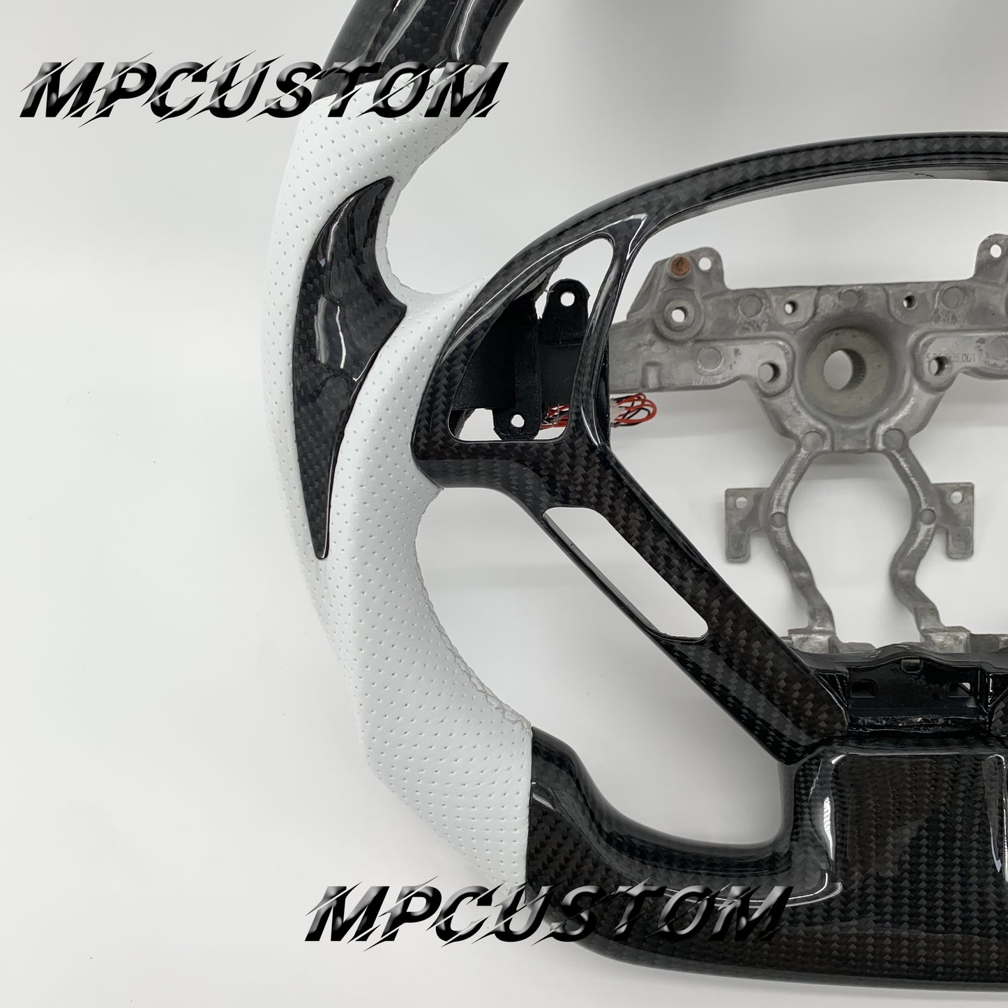 Mpcustom for Infiniti G37 2007-2015 carbon fiber steering wheel white stitching