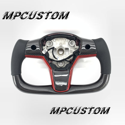 Mpcustom for Tesla model 3 Y carbon fiber steering wheel yoke shape and flat bottom