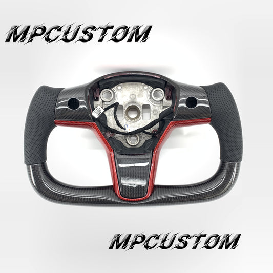 Mpcustom for Tesla model 3 Y carbon fiber steering wheel yoke shape and flat bottom