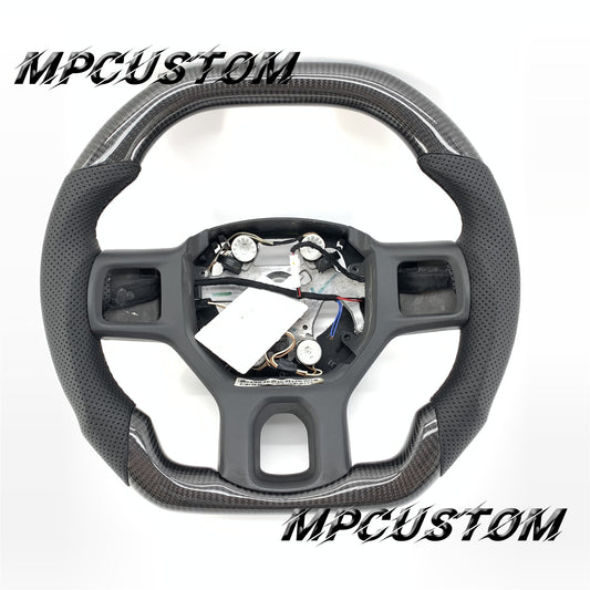Mpcustom for Dodge RAM carbon fiber steering wheel flat top and flat bottom