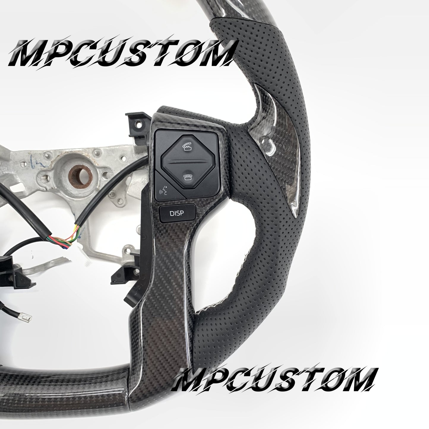 Mpcustom for Toyota Tundra 2014-2020 carbon fiber steering wheel white stitching and round top